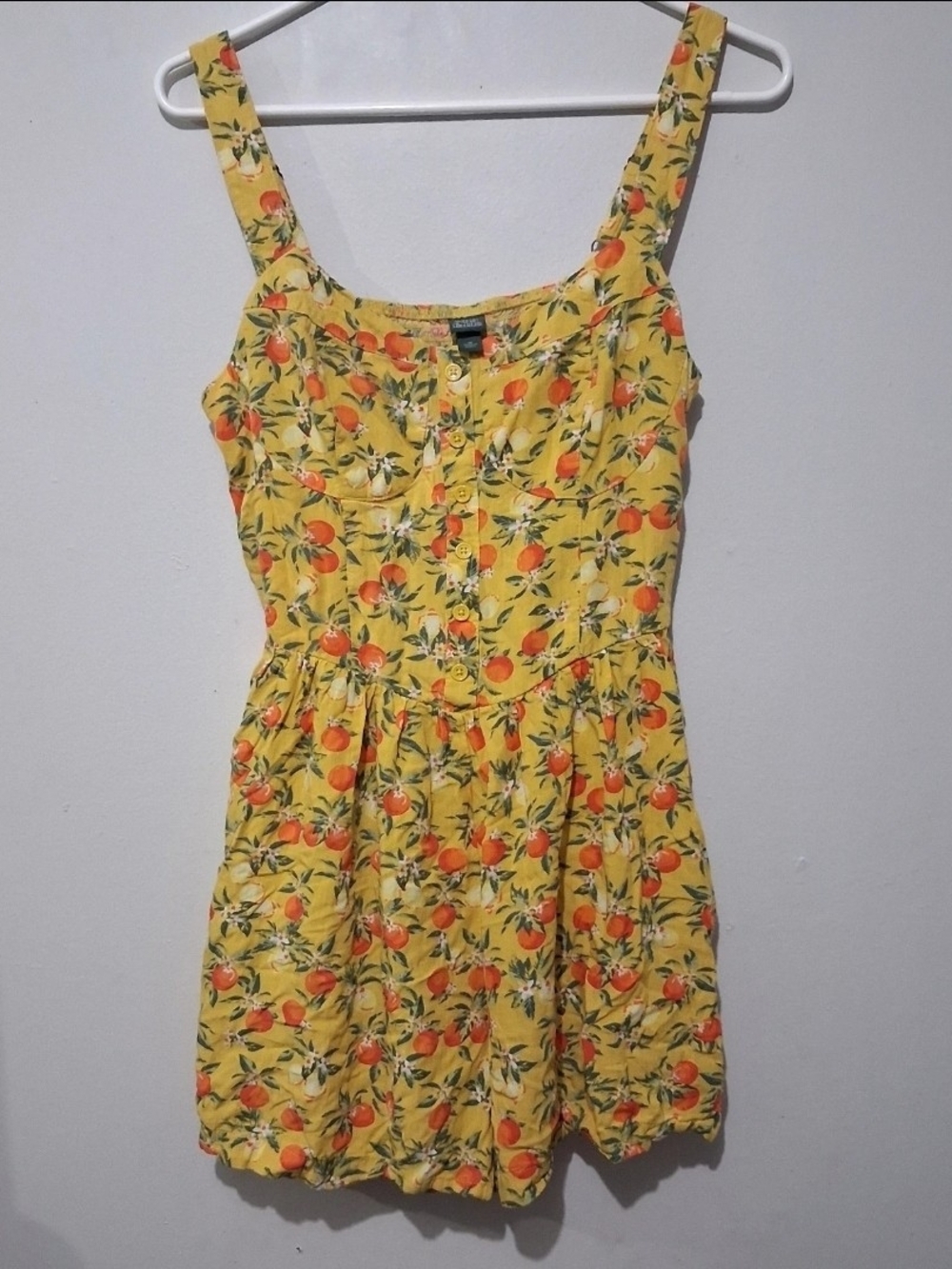 Wild Fable Yellow Short Romper with Orange Fruit Print Size Medium